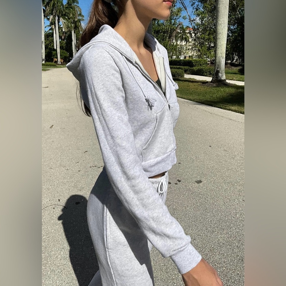 Brandy Melville Full Zip Hoodie in Gray